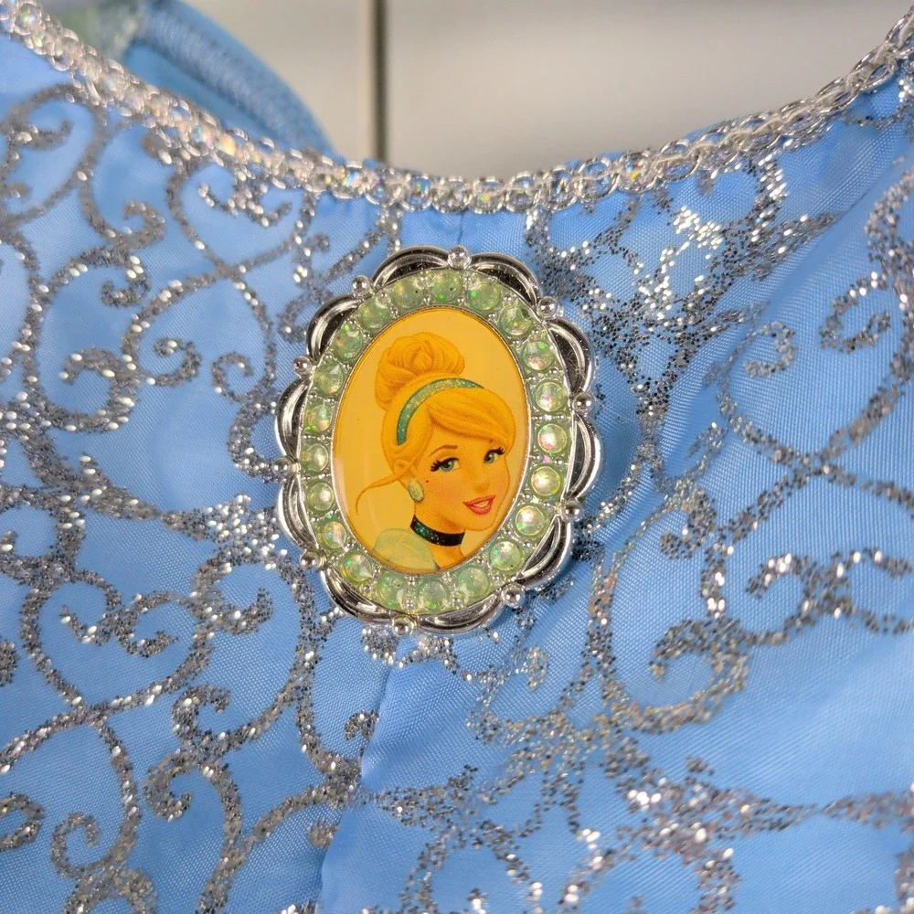 Disney Parks Cinderella Costume Dress with Faux Fur Shrug Set Blue Silver Small